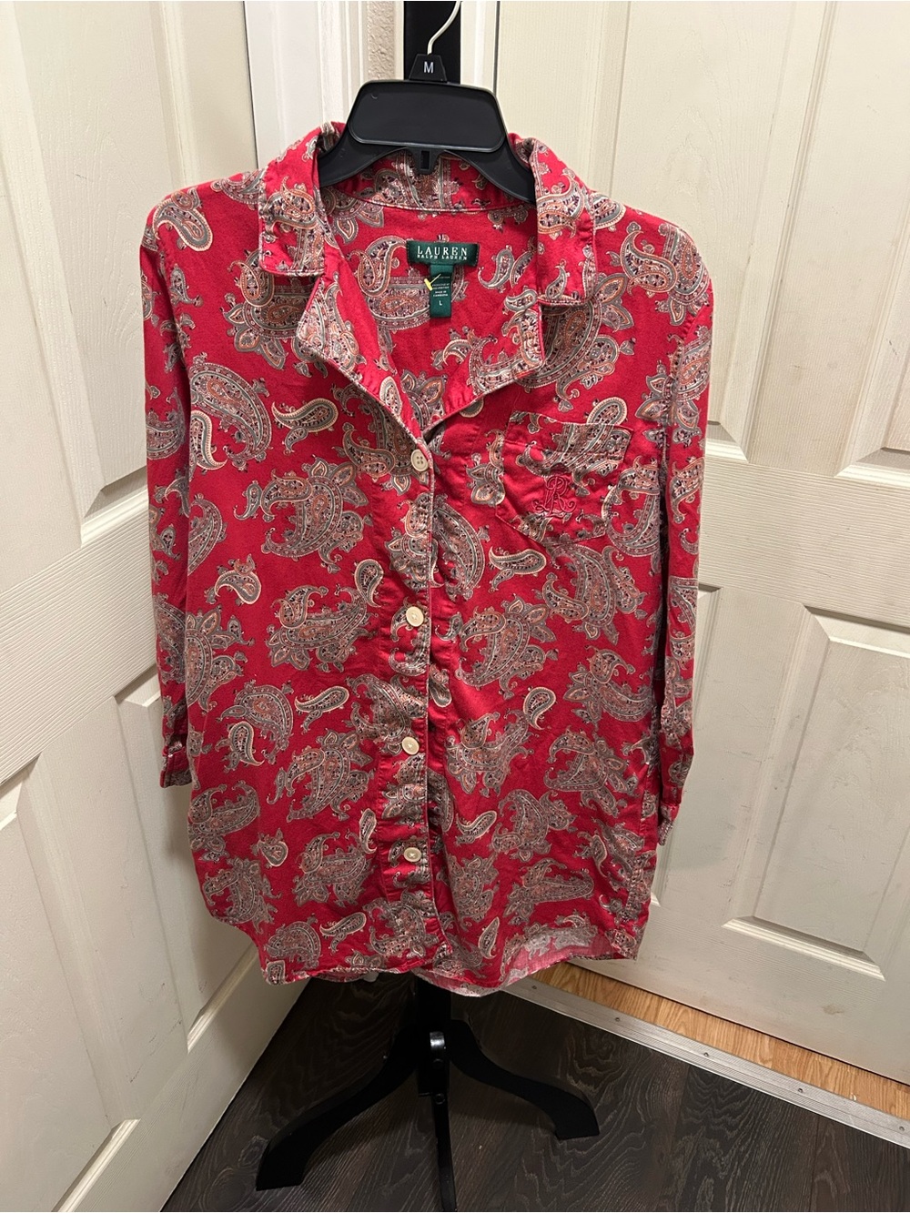 Lauren Ralph Lauren Red Paisley Cotton Sleep Shirt